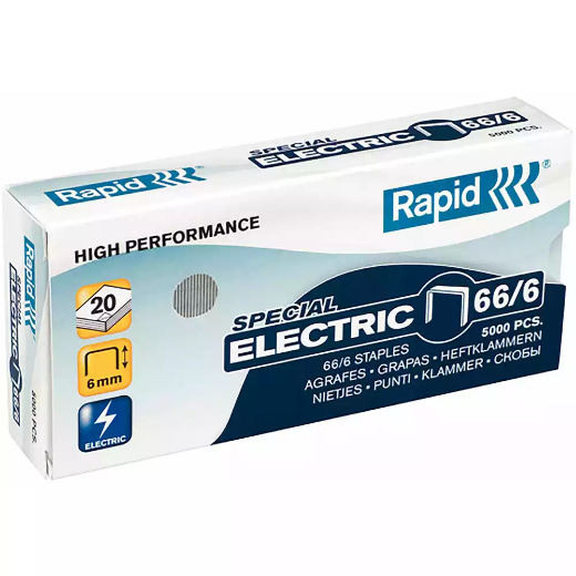 Picture of RAPID HIGH PERFORMANCE SPECIAL ELECTRIC STAPLES 66/6 BOX 5000