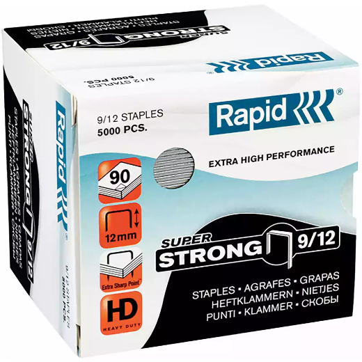 Picture of RAPID EXTRA HIGH PERFORMANCE SUPER STRONG STAPLES 9/12 BOX 5000