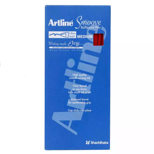 Picture of ARTLINE SMOOVE BALLPOINT PEN MEDIUM 1.0MM RED BOX 12