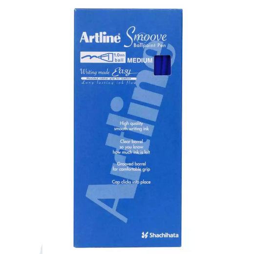 Picture of ARTLINE SMOOVE BALLPOINT PEN MEDIUM 1.0MM BLUE BOX 12