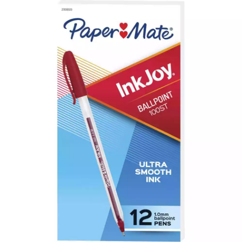 Picture of PAPERMATE INKJOY 100 BALLPOINT PENS MEDIUM RED BOX 12