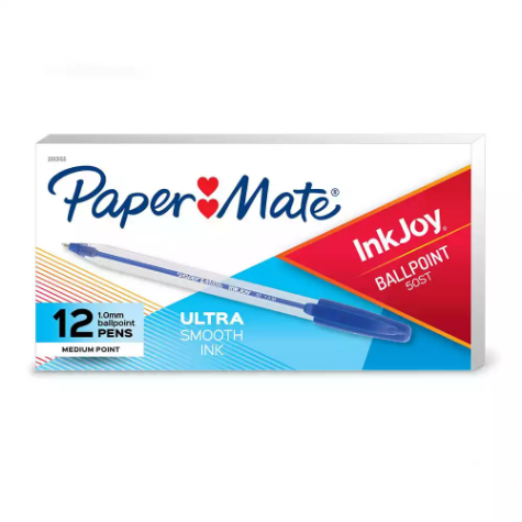 Picture of PAPERMATE INKJOY 100 BALLPOINT PENS MEDIUM BLUE BOX 12