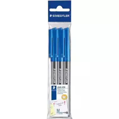 Picture of Staedtler Stick Ballpoint Pen Blue Pack of 3