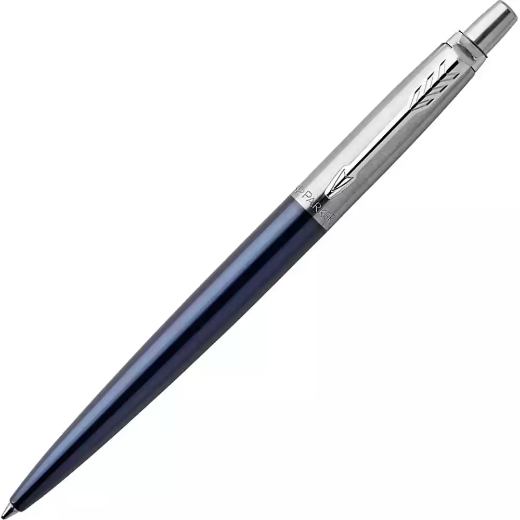 Picture of PARKER JOTTER BALLPOINT PEN MEDIUM BLUE INK ROYAL BLUE CHROME TRIM