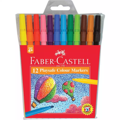 Picture of FABER-CASTELL PLAYSAFE COLOUR MARKER BROAD TIP ASSORTED WALLET 12