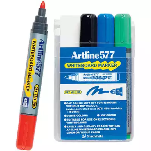 Picture of ARTLINE 577 WHITEBOARD MARKER BULLET 3MM ASSORTED WALLET 4