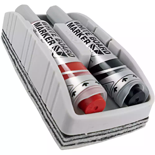 Picture of PENTEL MWL MAXIFLO WHITEBOARD MARKER ERASER SET RED/BLACK PACK 2