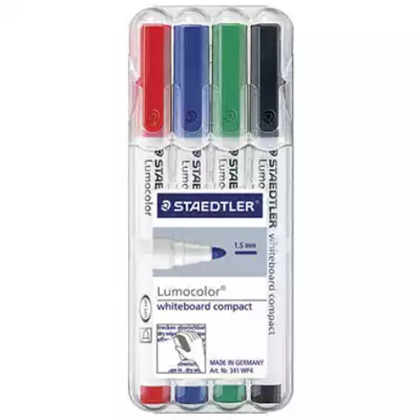 Picture of STAEDTLER 341 LUMOCOLOR COMPACT WHITEBOARD MARKER BULLET WALLET 4