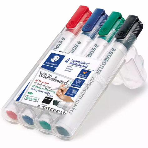 Picture of STAEDTLER 351 LUMOCOLOR WHITEBOARD MARKER CHISEL ASSORTED WALLET 4
