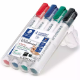 Picture of STAEDTLER 351 LUMOCOLOR WHITEBOARD MARKER CHISEL ASSORTED WALLET 4