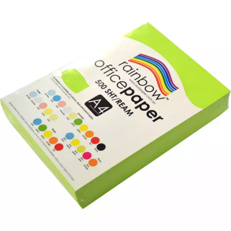 Picture of RAINBOW COLOURED A4 COPY PAPER 75GSM 500 SHEETS FLURO GREEN