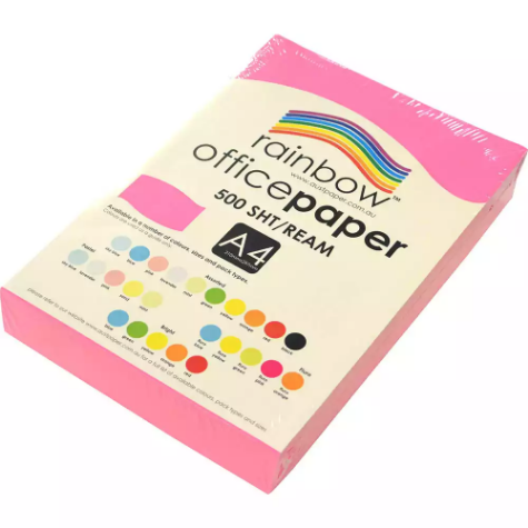 Paper - Rainbow Office Copy Paper A4 75gsm Fluoro Pink Ream of 500 - Your  Office Choice- Office Supplies, Stationery & Furniture