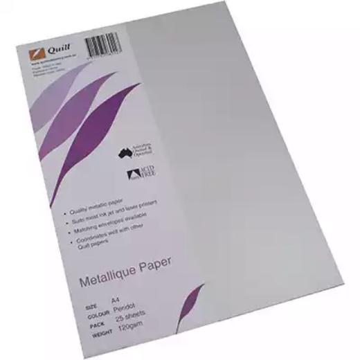 Picture of QUILL METALLIQUE PAPER 120GSM A4 PERIDOT PACK 25