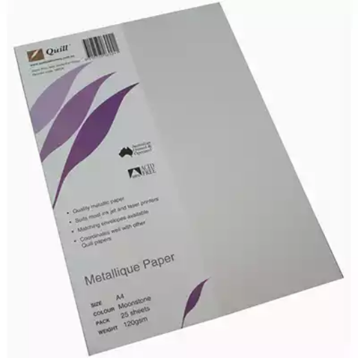 Picture of QUILL METALLIQUE PAPER 120GSM A4 MOONSTONE PACK 25