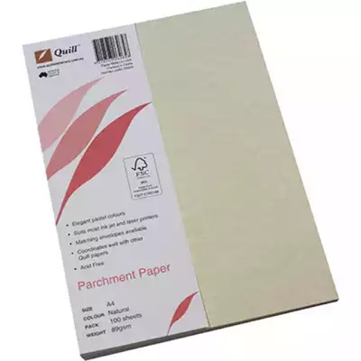 Picture of QUILL PARCHMENT PAPER 90GSM A4 NATURAL PACK 100