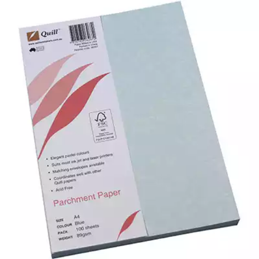 Picture of QUILL PARCHMENT PAPER 90GSM A4 BLUE PACK 100