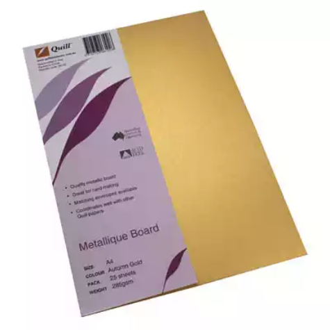 Picture of QUILL METALLIQUE BOARD 285GSM A4 AUTUMN GOLD PACK 25