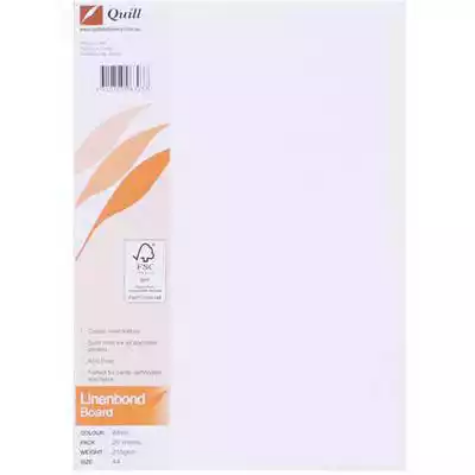 Picture of QUILL LINEN BOND BOARD 216GSM A4 WHITE PACK 25