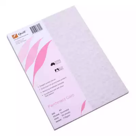 Picture of QUILL PARCHMENT CARD 176GSM A4 GUNMETAL PACK 50