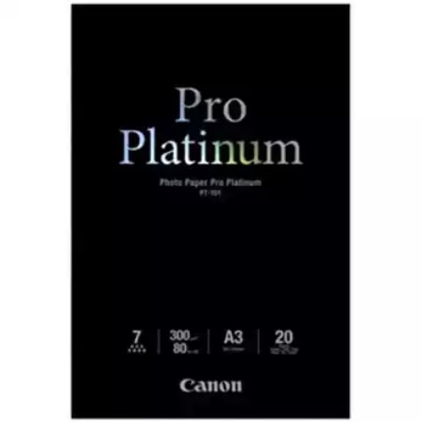 Picture of CANON PT-101 PRO PLATINUM PHOTO PAPER GLOSSY 300GSM A3 WHITE PACK 20