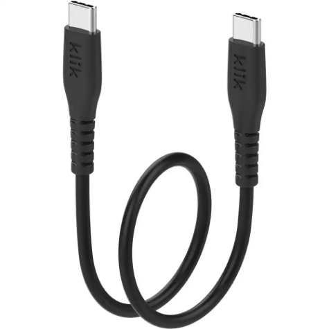Picture of KLIK USB-C MALE TO USB-C MALE USB 2.0 CABLE 250MM BLACK