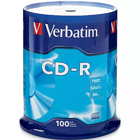 Picture of VERBATIM CD-R 700MB 52X SPINDLE SILVER PACK 100