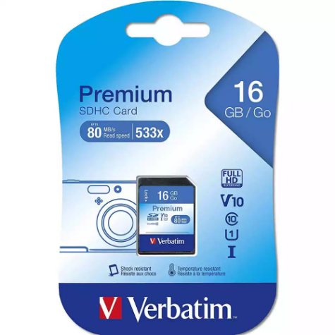 Picture of VERBATIM PREMIUM SDHC MEMORY CARD CLASS 10 16GB