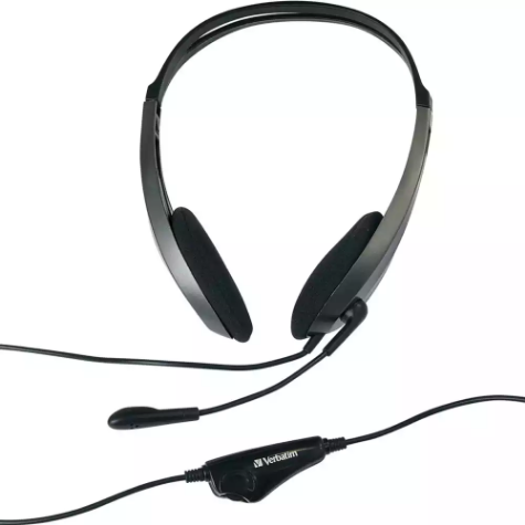 Picture of VERBATIM MULTIMEDIA HEADSET WITH MICROPHONE BLACK/SILVER