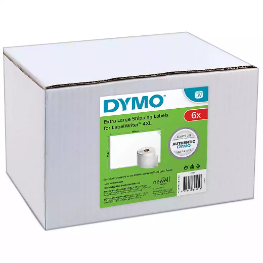 Picture of DYMO 0904980 LW 4XL SHIPPING LABELS 104 X 159MM WHITE ROLL 220 BOX 6