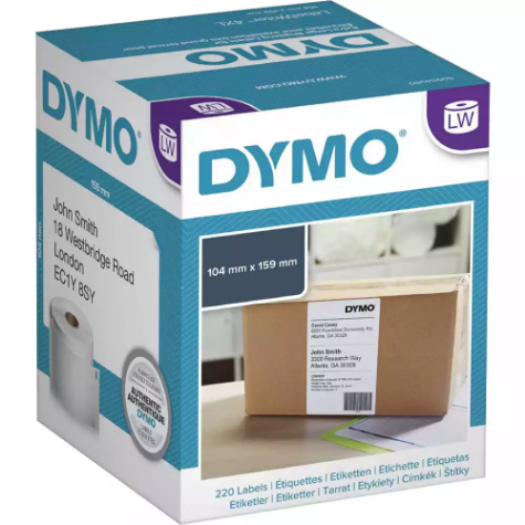 Picture of DYMO 0904980 LW 4XL SHIPPING LABELS 104 X 159MM WHITE ROLL 220