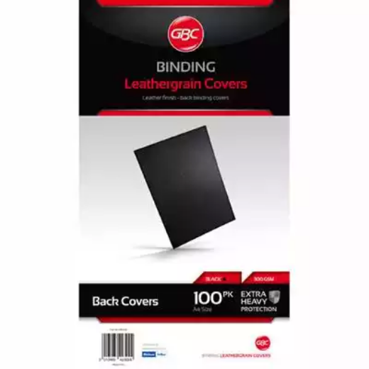 Picture of GBC IBICO BINDING COVER LEATHERGRAIN 300GSM A4 BLACK PACK 100