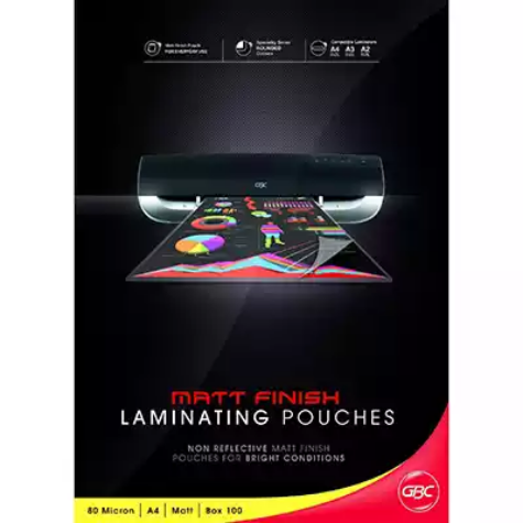 Picture of GBC LAMINATING POUCH MATT 80 MICRON A4 CLEAR PACK 100