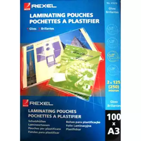 Picture of REXEL LAMINATING POUCH 125 MICRON A3 CLEAR PACK 100