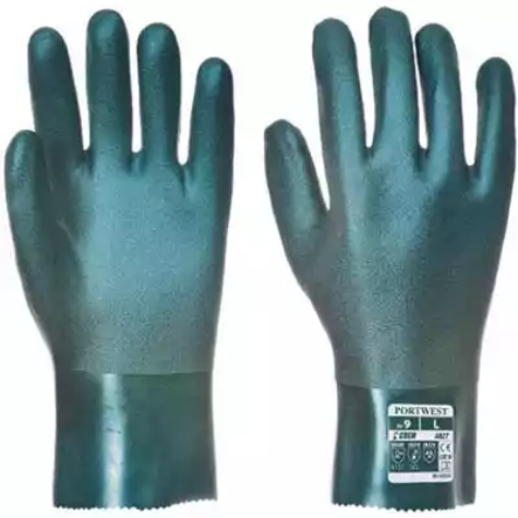 Picture of PORTWEST A827 DOUBLE DIPPED PVC SHORT GAUNTLET GREEN XL