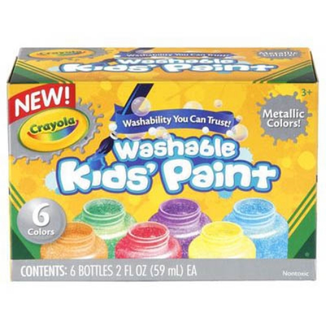 Picture of CRAYOLA WASHABLE KIDS PAINTS 59ML METALLIC ASSORTED PACK 6