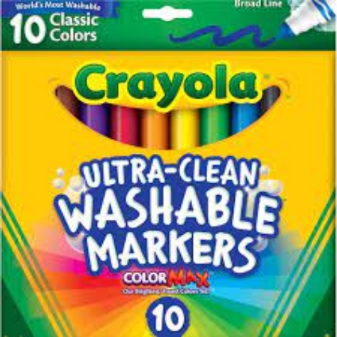 Picture of CRAYOLA ULTRA-CLEAN WASHABLE MARKERS BROAD CLASSIC COLORS PACK 10