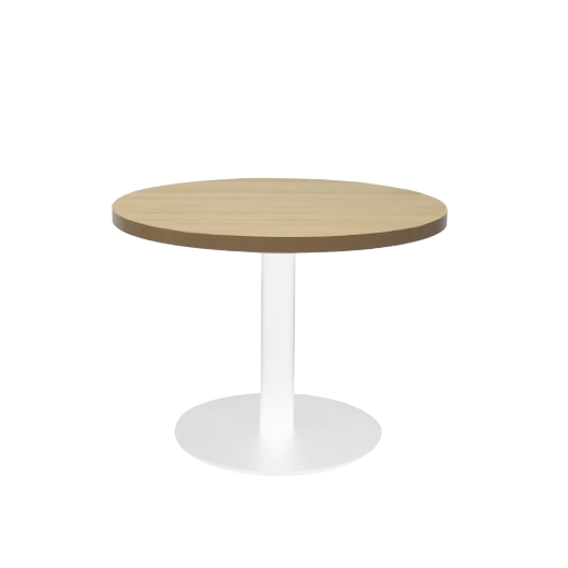 Picture of RAPIDLINE CIRCULAR COFFEE TABLE 600 X 425MM BEECH COLOURED TABLE TOP / WHITE POWDER COAT BASE