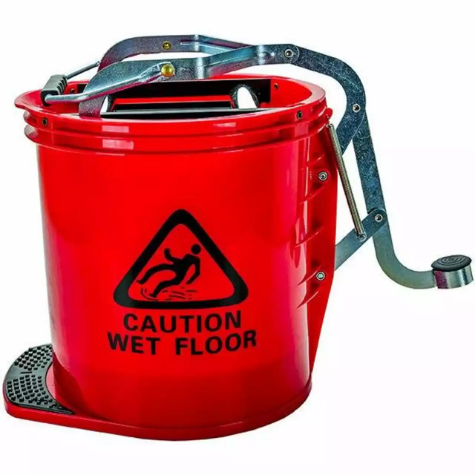 Picture of CLEANLINK MOP BUCKET HEAVY DUTY METAL WRINGER 16 LITRE RED