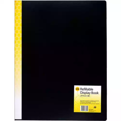 Picture of MARBIG DISPLAY BOOK REFILLABLE 20 POCKET A3 BLACK