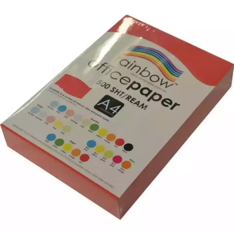 Picture of RAINBOW COLOURED A4 COPY PAPER 80GSM 500 SHEETS RED