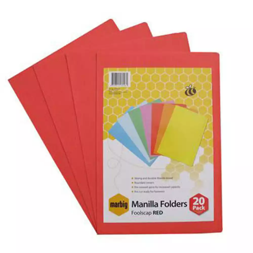 Picture of MARBIG MANILLA FOLDER FOOLSCAP RED PACK 20