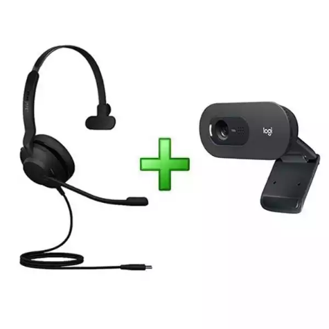 Picture of Jabra Corded Evolve 2 30 UC Mono USB-A Headset & Logitech C505E Webcam