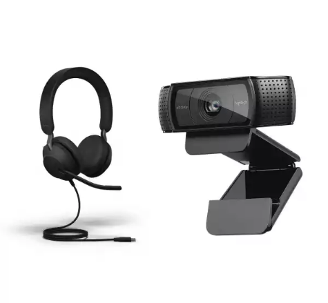 Picture of Jabra Corded Evolve 2 40 UC Stereo USB-C Headset & Logitech C920E Webcam