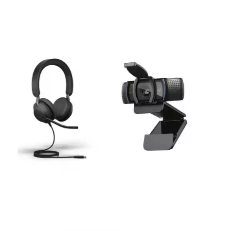 Picture of Jabra Corded Evolve 2 40 UC Stereo USB-C Headset & Logitech C920E Webcam