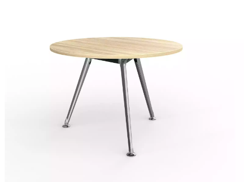 Picture of 900mm Round Team Table- Polished Alloy Frame, New Oak Top