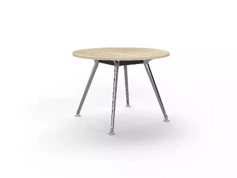 Picture of 1200mm Round Team Table- Polished Alloy Frame, New Oak Top