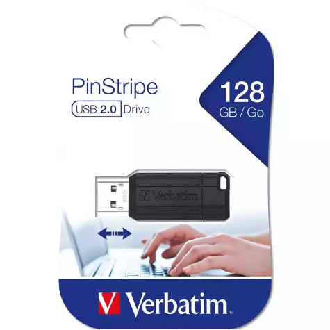 Picture of VERBATIM STORE-N-GO PINSTRIPE USB FLASH DRIVE 2.0 128GB BLACK