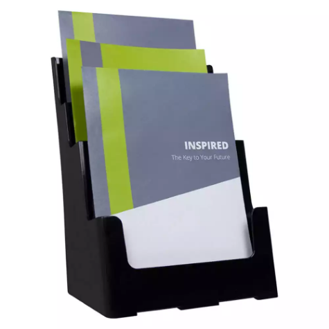 Picture of DEFLECTO BROCHURE HOLDER RECYCLED 3-TIER A4 BLACK