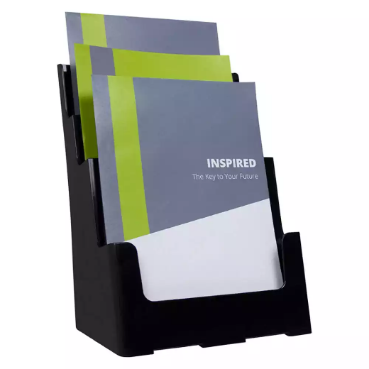 Picture of DEFLECTO BROCHURE HOLDER RECYCLED 3-TIER A4 BLACK