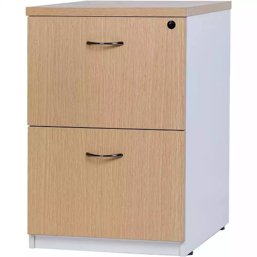 Picture of OXLEY FILING CABINET 2 DRAWER 476 X 550 X 715MM OAK/WHITE